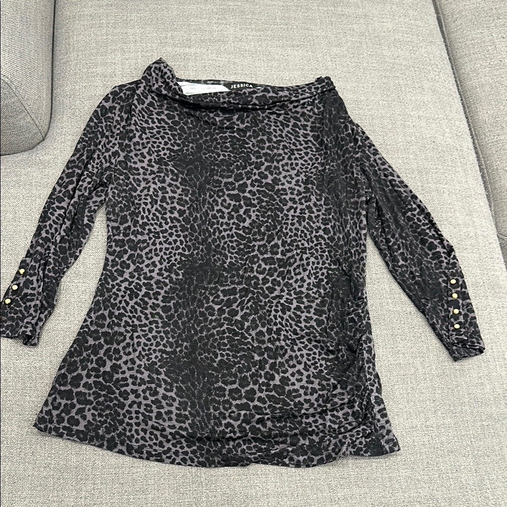 Express Leopard Print Long Sleeve Top